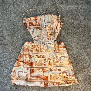 Hawaii Print Satin Mini Dress
